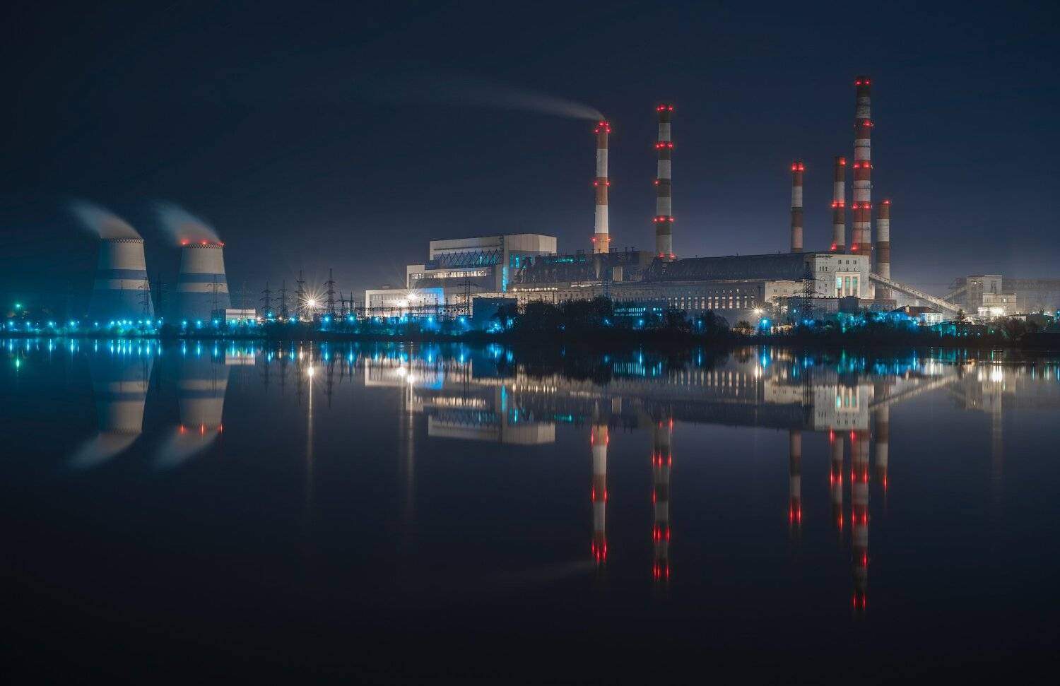 ночь, отражение, вода, весна, Виталий Левыкин