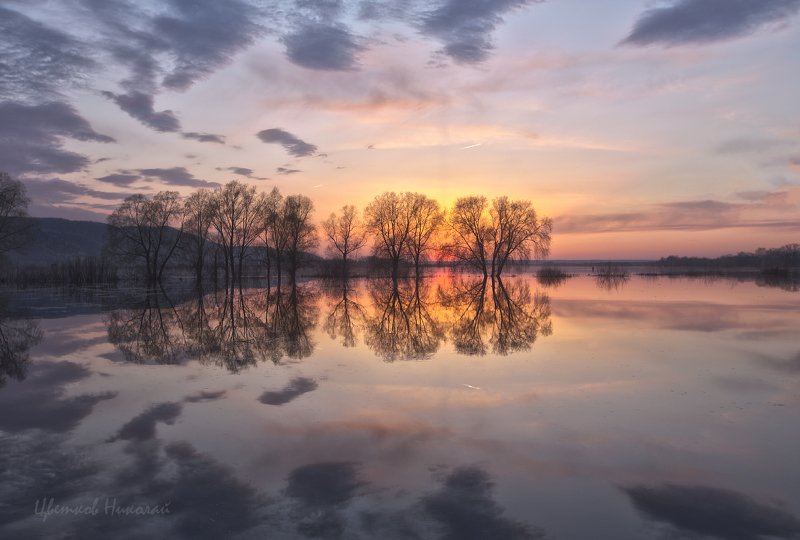 волга, апрель, закат *** фото превью