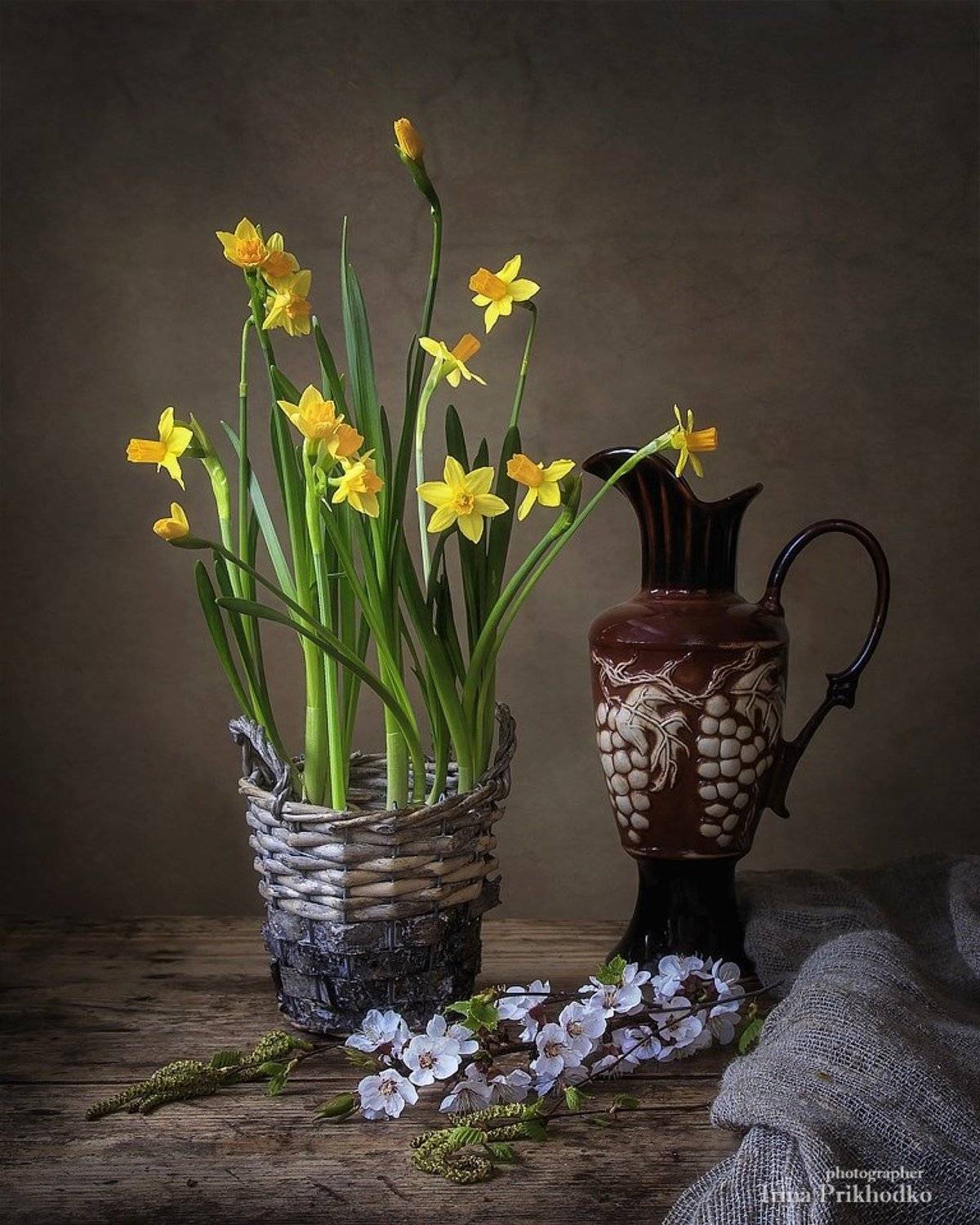 натюрморт, весна, цветы, нарциссы, винтажный, Ирина Приходько