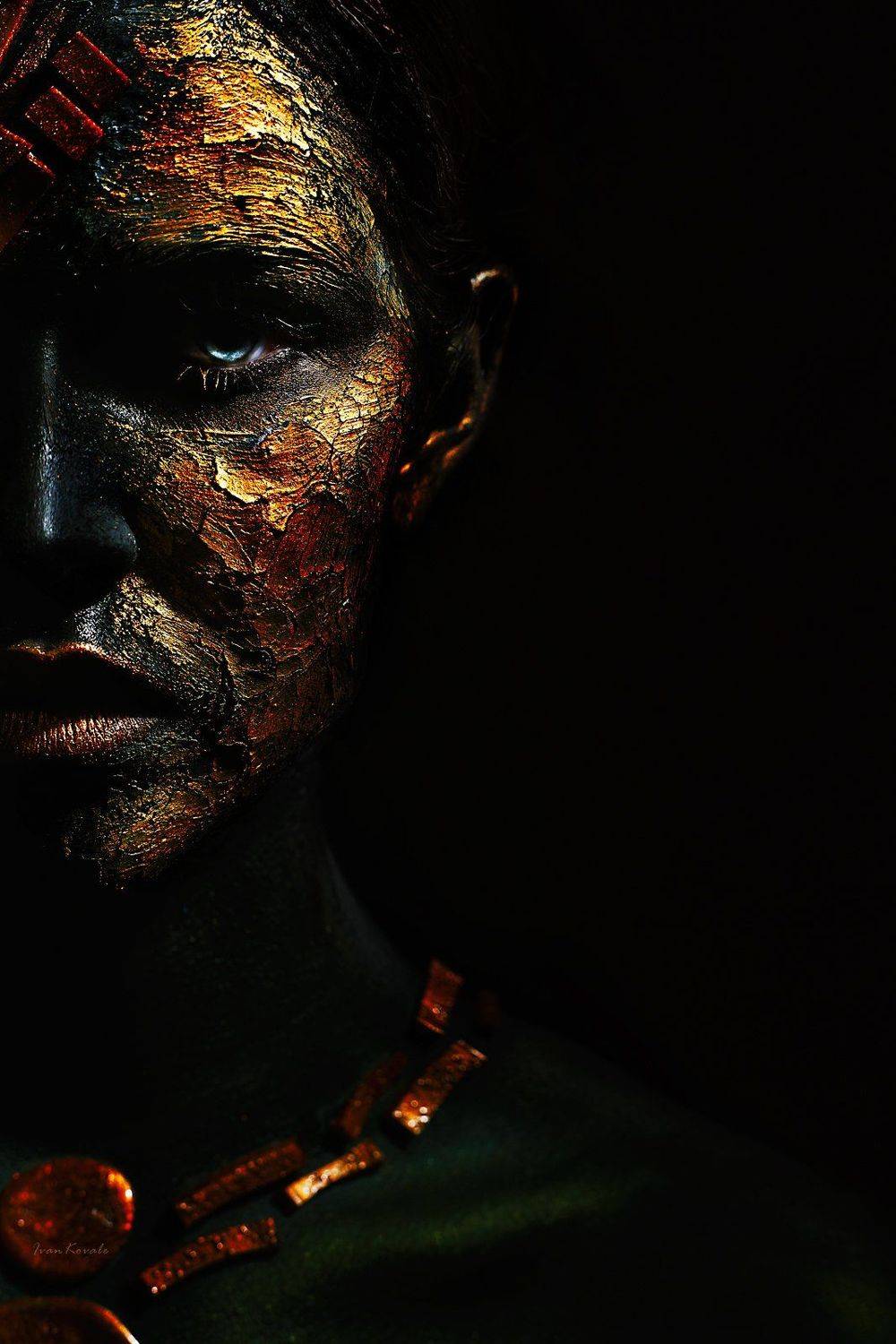 портрет, девушка, половина, лицо, арт, макияж, космос, текстура, ivankovale, Ковалёв Иван