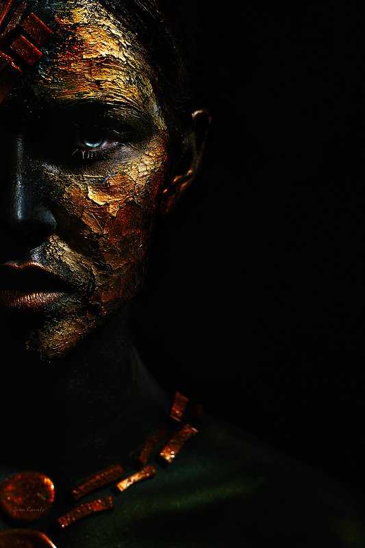 портрет, девушка, половина, лицо, арт, макияж, космос, текстура, ivankovale Завоеватель фото превью