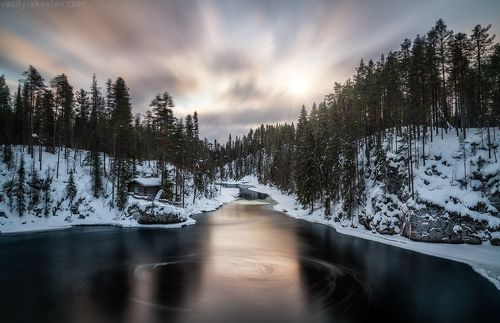 Зимнее утро в Лапландии