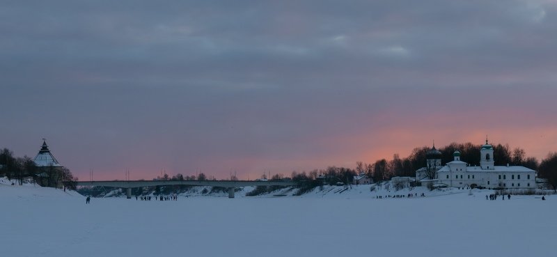 pskov, pleskau, псков, landscape, pskovregion, монастырь, sunset, закат, вечер, snow, frost, winter, зима, снег, мороз ... фото превью