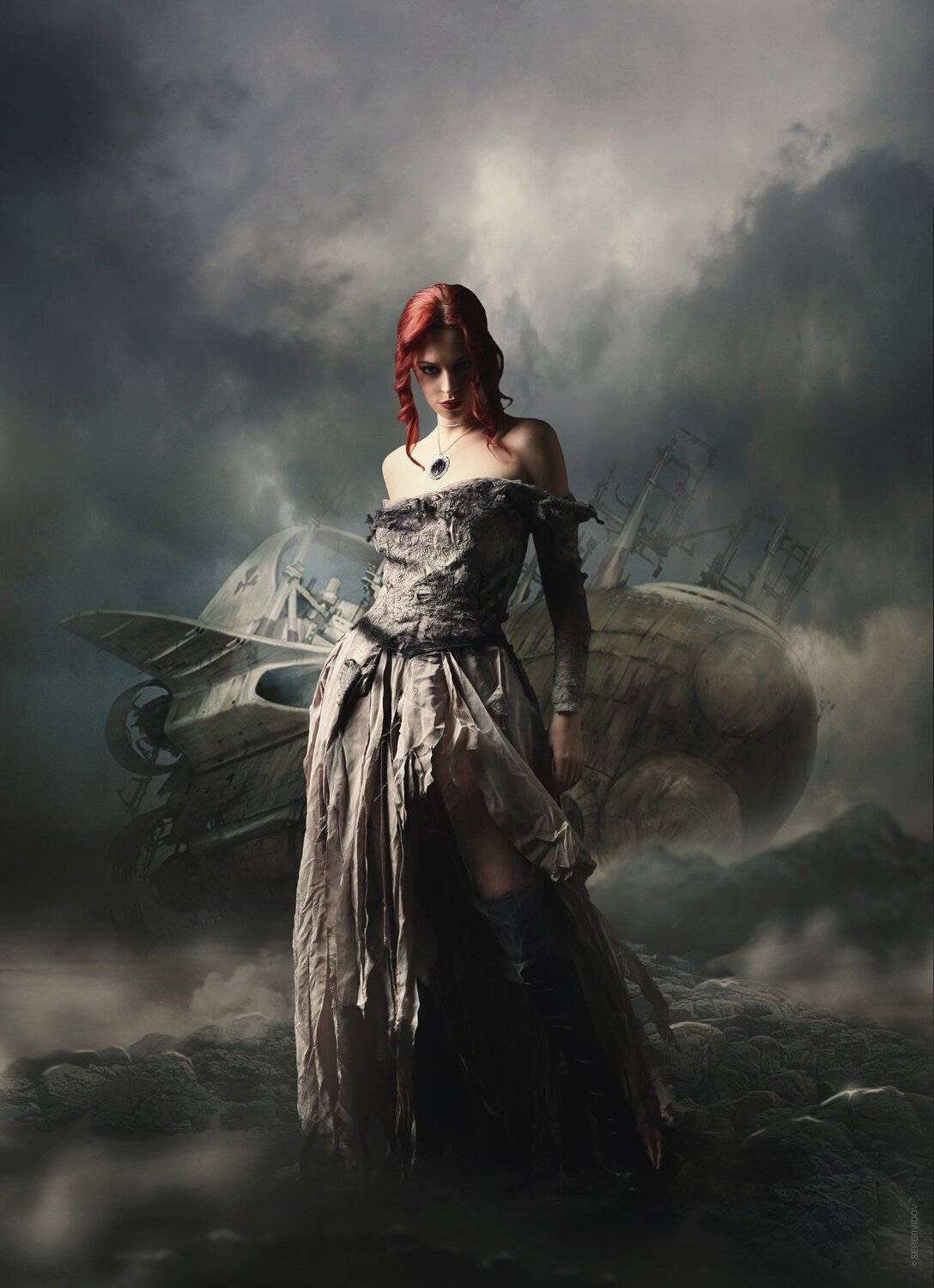 девушка, скалы, океан, лодка, Sergii Vidov