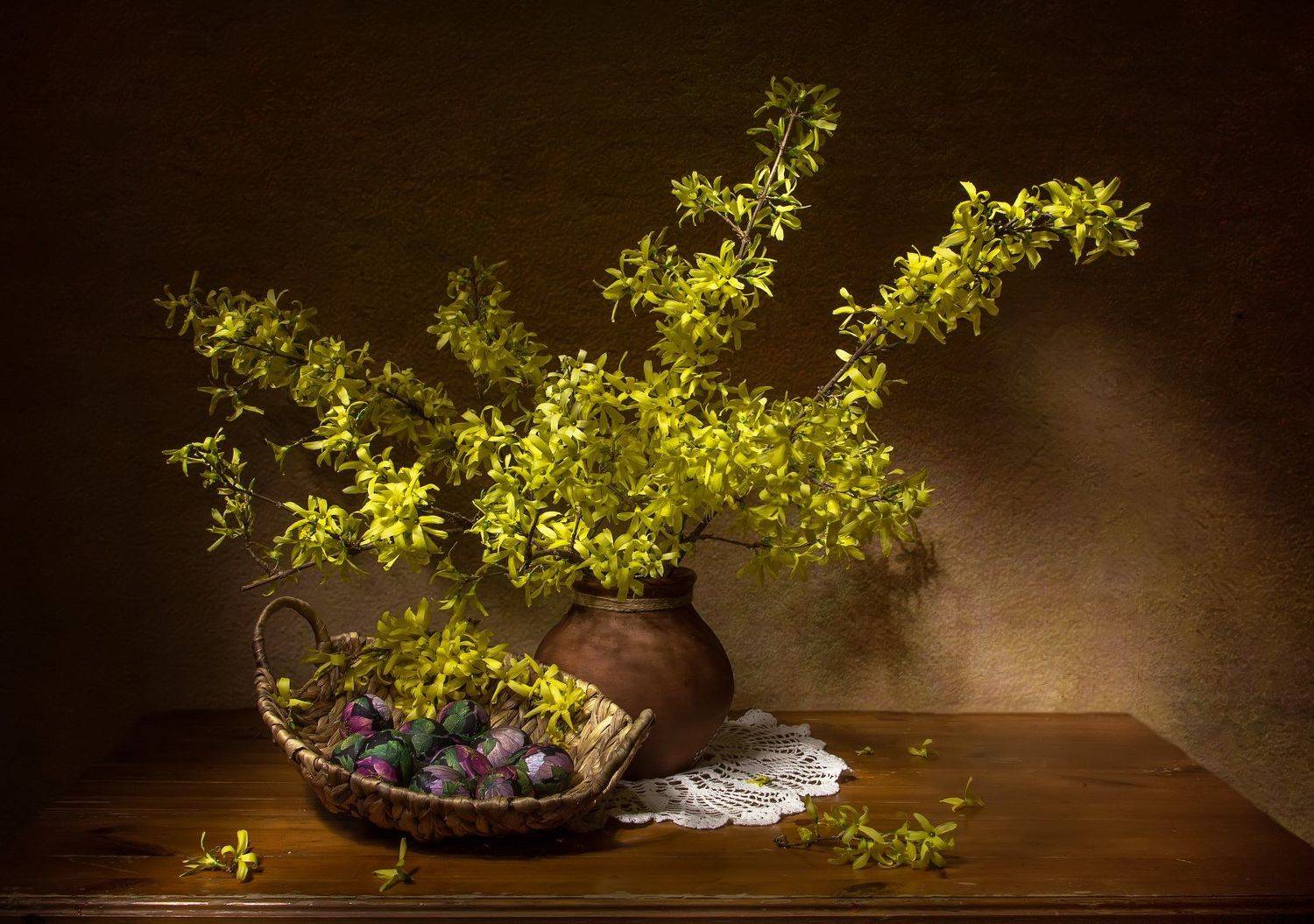 натюрморт, форзиция, яйца, пасха. светлая неделя, Татьяна Феденкова