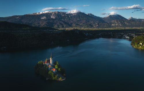 Bled lake at evening