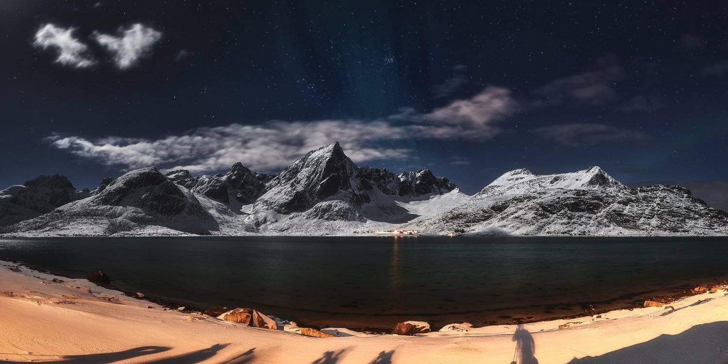 night, star, mysty, lofoten, moonlight, light, beach, seascape, mountains, Bartłomiej Kończak