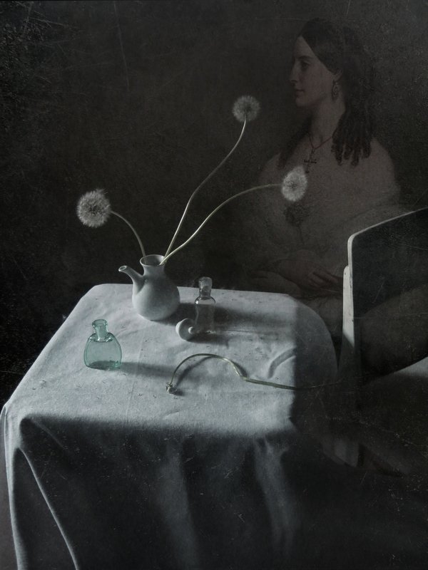 С букетом одуванчиков фото превью