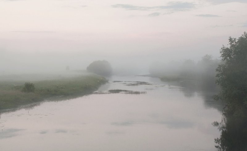 вологодская область, станция вожега, река вожега, деревня коневка,вечер,туман,июль Вечерний туман фото превью