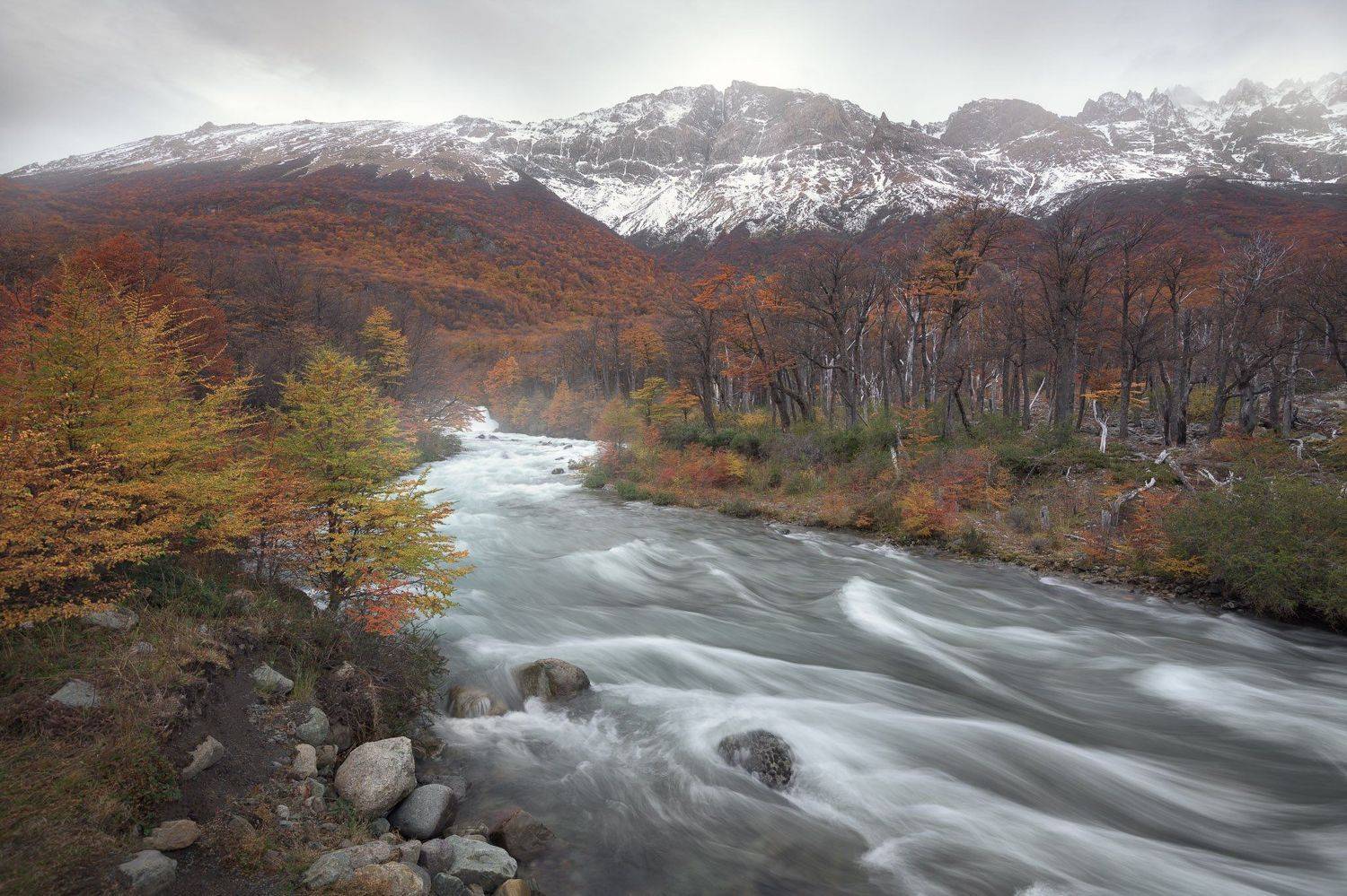 america, andes, argentina, autumn, beautiful, blue, canyon, chalten, clouds, el, glaciares, glacier, gorge, hiking, iconic, landmark, landscape, monte, morning, mount, mountain, national, nature, orange, outdoor, overcast, park, patagonia, peak, range, re, Andrey Omelyanchuk