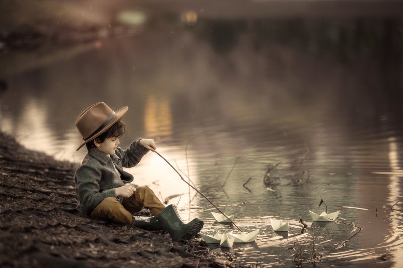 весна, кораблики, пруд, озеро Весенний пруд фото превью