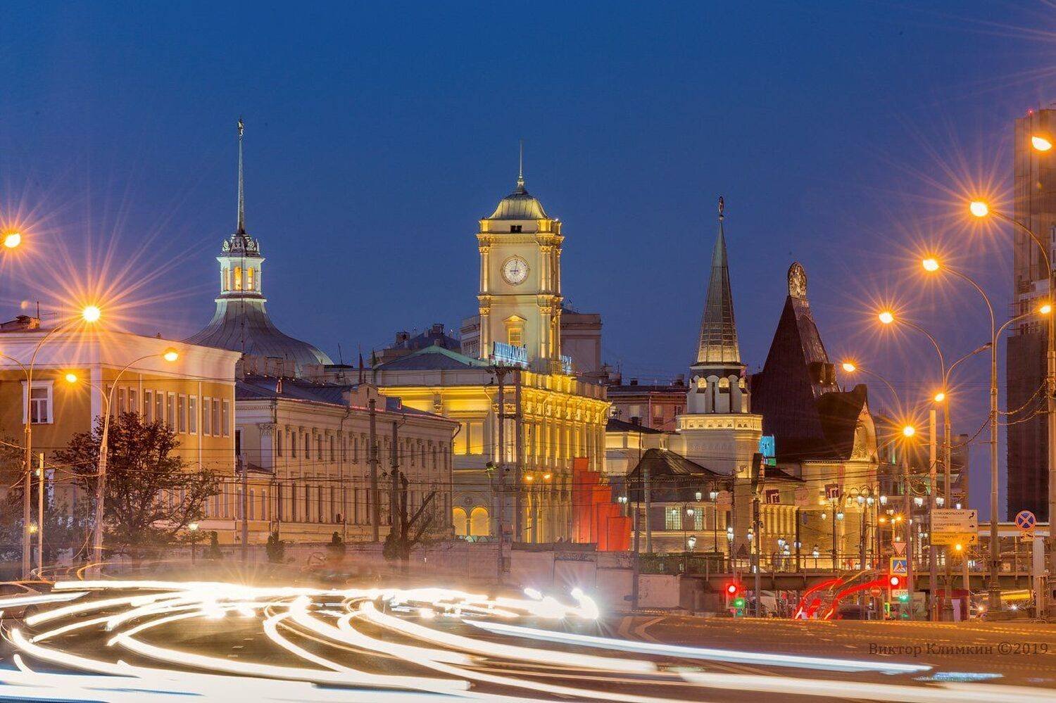 москва, вечер, огни, фонари, вокзал, ярославский, ленинградский, шехтель, Виктор Климкин