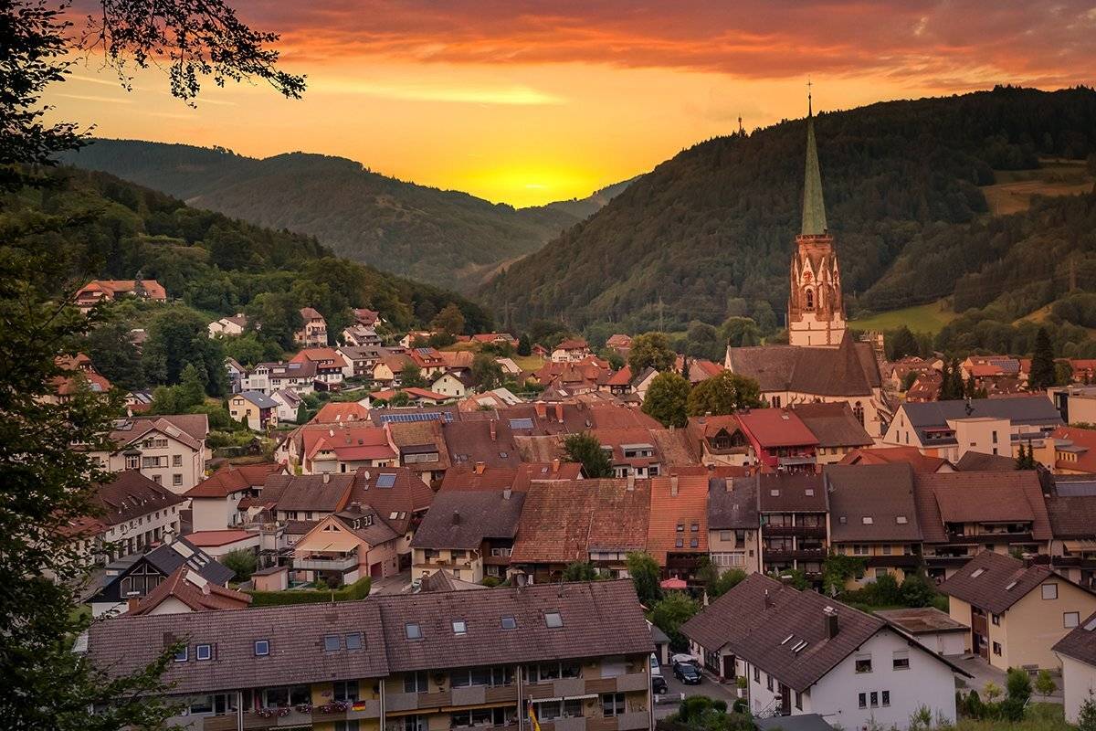landscape, sunset, mountains, city, germany, church, Nikolay Tatarchuk