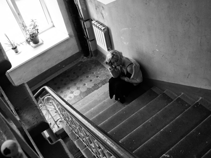 Moscow, Russia, Black and white, Monochrome, Portrait Springtime sadness фото превью