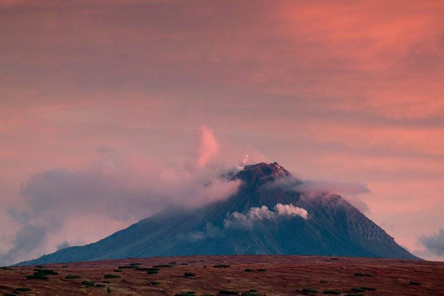 камчатка, вулкан, рассвет, кизимен, озеро, закат, извержение, Денис Будьков