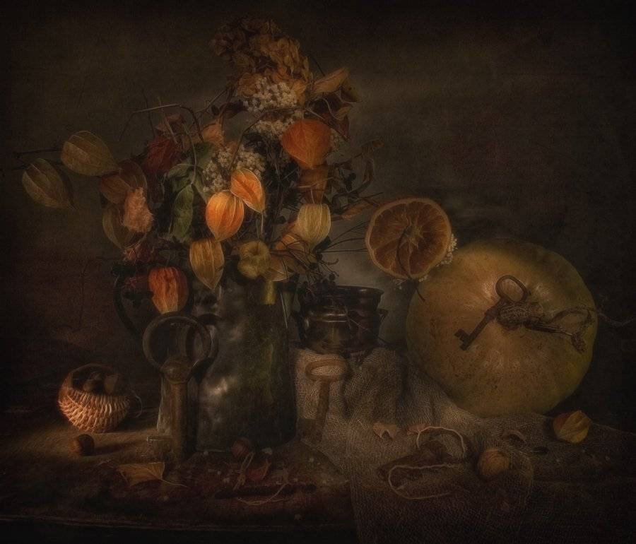 натюрморт, тыква, осень, ключ, букет, El. G.