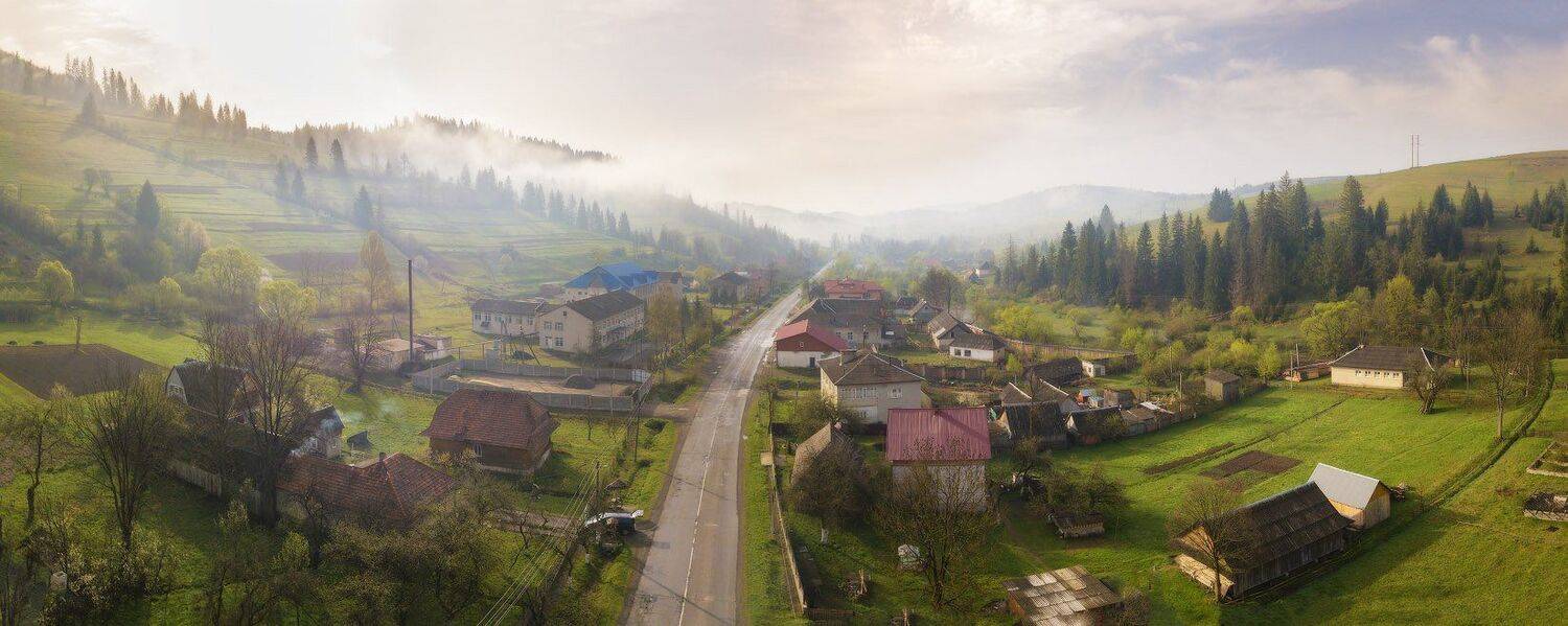 апрель, весна, деревня, дорога, карпаты, рассвет, туман, утро, Вейзе Максим