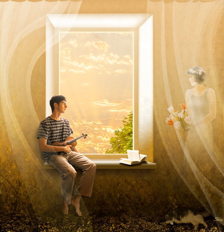 юноша, тихий, скрипка, вечер Если помечтать. фото превью