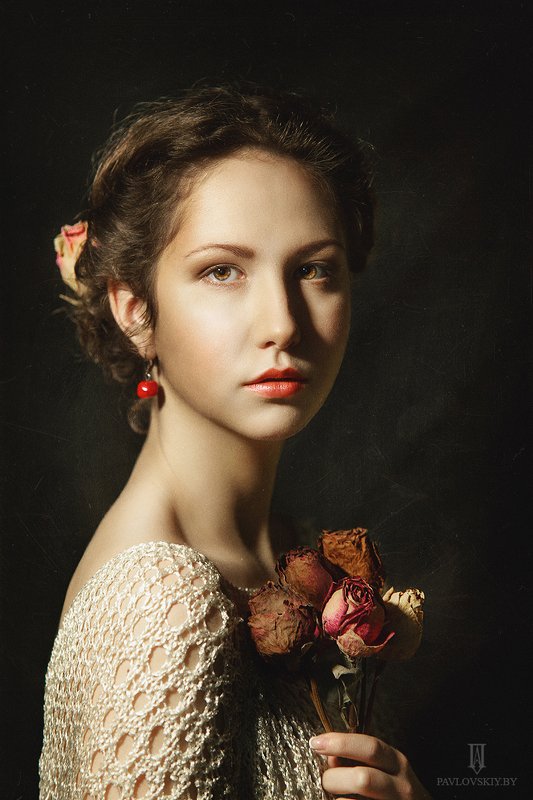 portrait, woman, light, canon, minsk, beautiful Lady with red earring фото превью