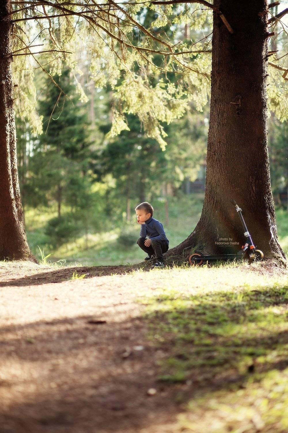 лето, лес, жара, мальчик, ребенок, солнце,природа,самокат, отдых, Фёдорова Дарья