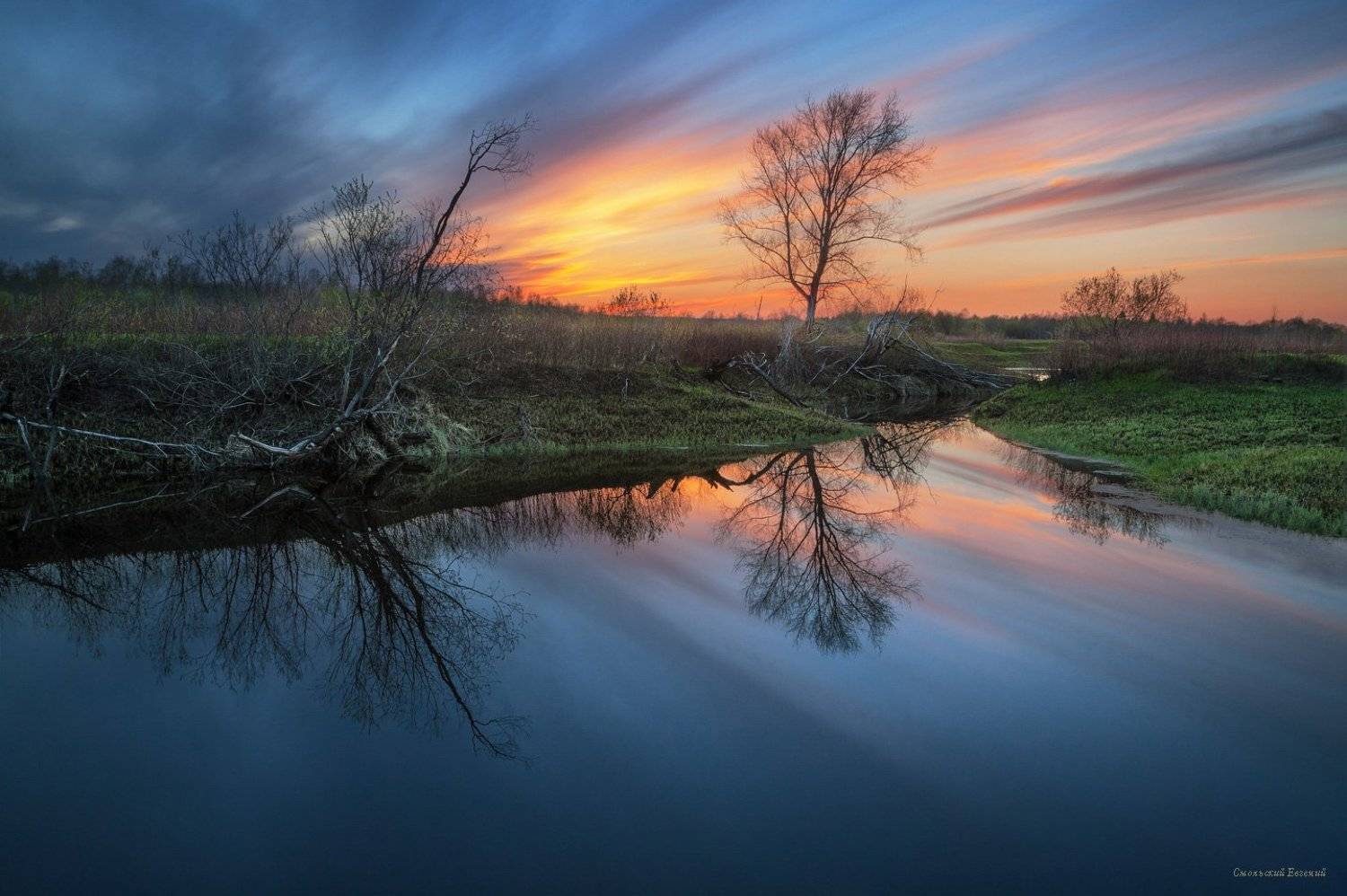 май, вечер, закат, озеро, весна, Смольский Евгений