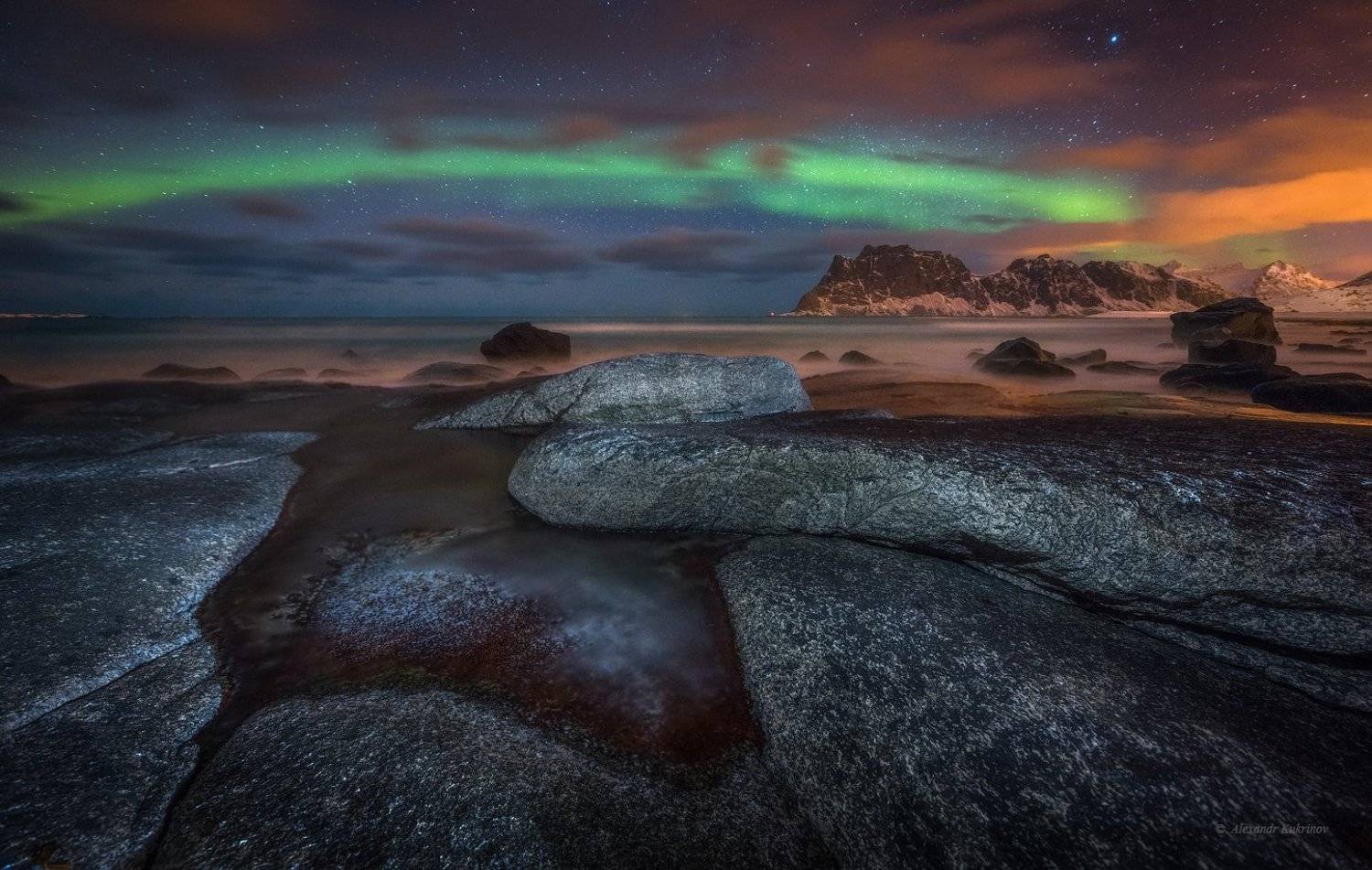 лофотены, пейзаж, ночь, Александр Кукринов