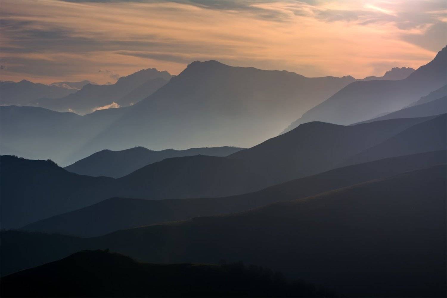 природа, пейзаж, горы, кавказ, природа россии, дикая природа, закат, свет, облака, вечер, весна,, Альберт Беляев