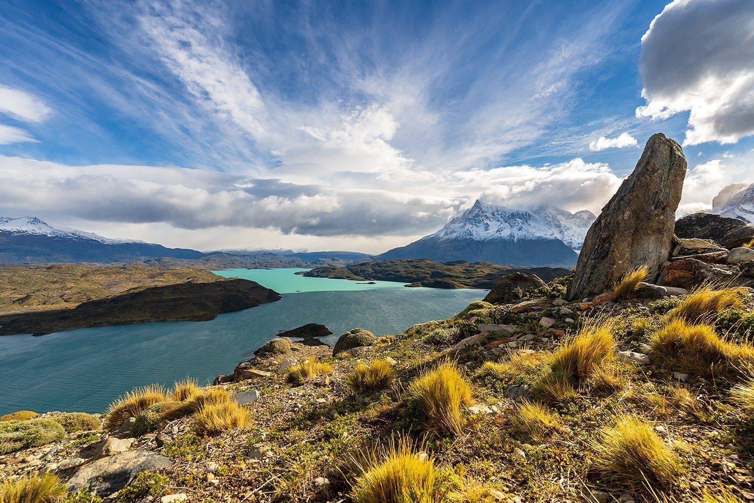 Озеро, Pehoe , национальный парк, Торес дель Пайне, Патагония, Чили, Лариса Николаевна Дука