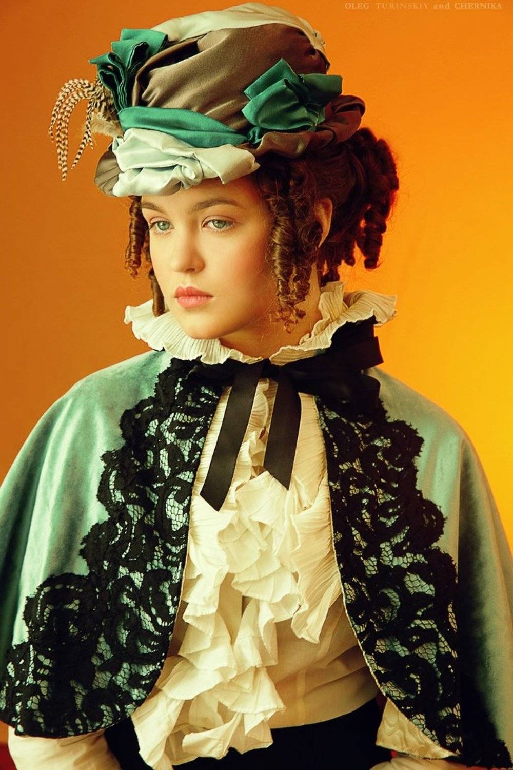 портрет костюм шляпка образ исторический костюм барышня девушка кружева накидка взгляд локоны, Олег Туринский