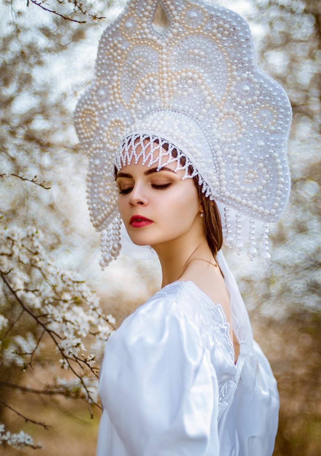 белое, кокошник, девушка, сказка, портрет, Желнова Галия