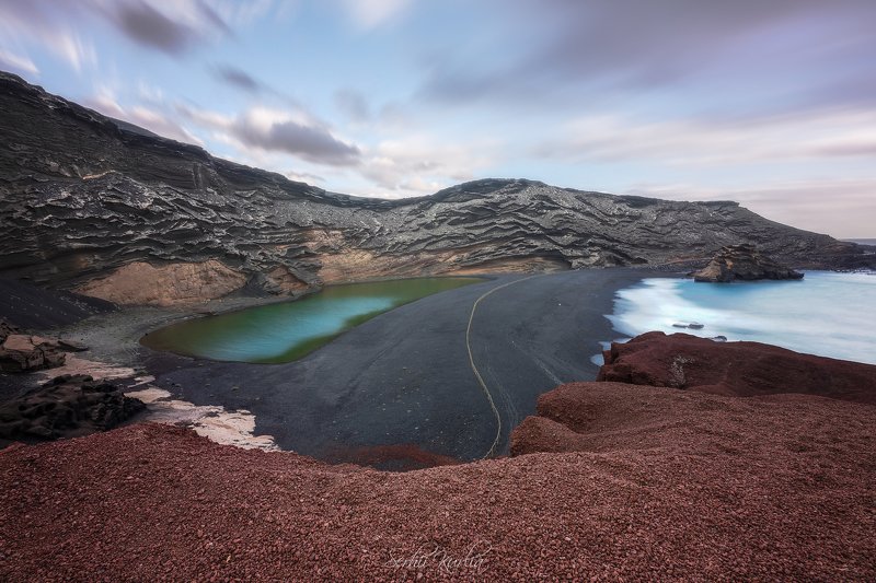lanzarote, long exposure, canary islands, coastline, volcanic El Golfo фото превью