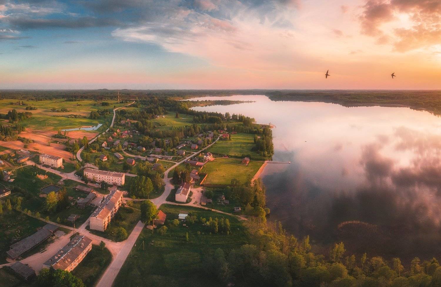 landscape,summer,sunset,drone,lake, Olegs Bucis