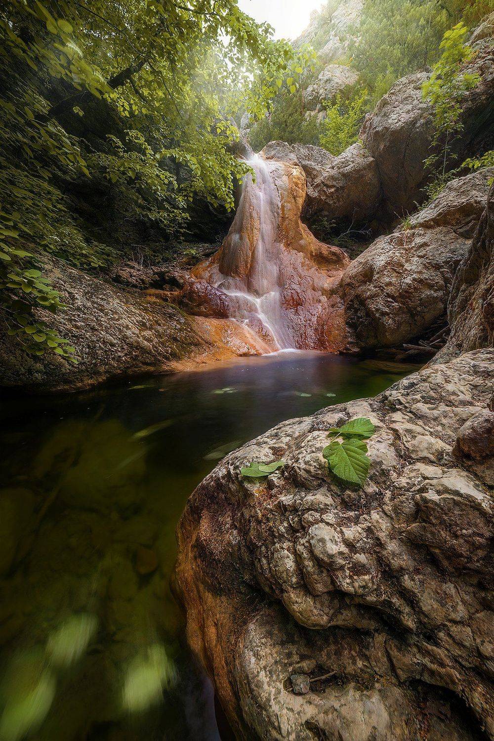 мелодия, водопад, река, горы, крым, весна, лето, листья, Макс