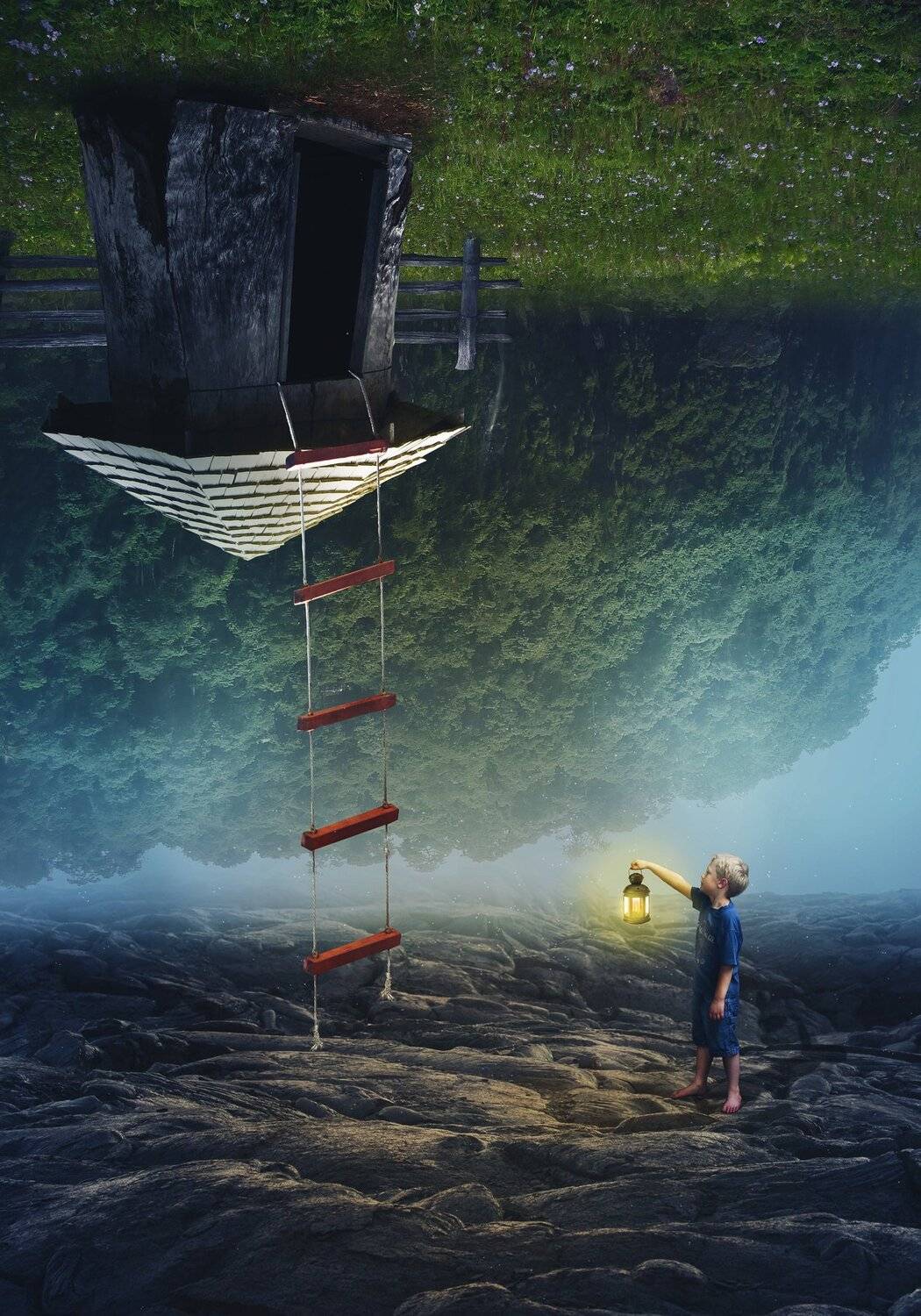 дом, фонарь, мальчик, Sergii Vidov