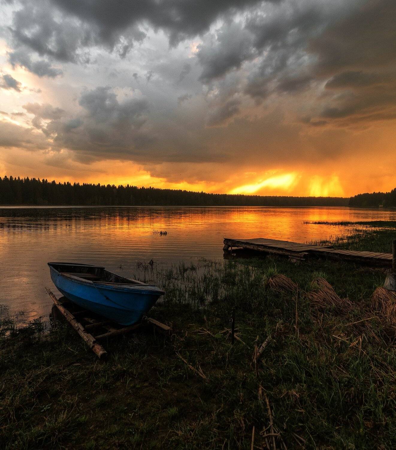 Закат, небо,Россия,лодчка, Карепанов Евгений