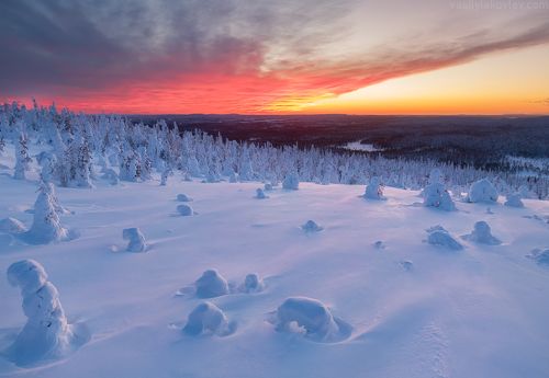 Огненный закат над Лапландией