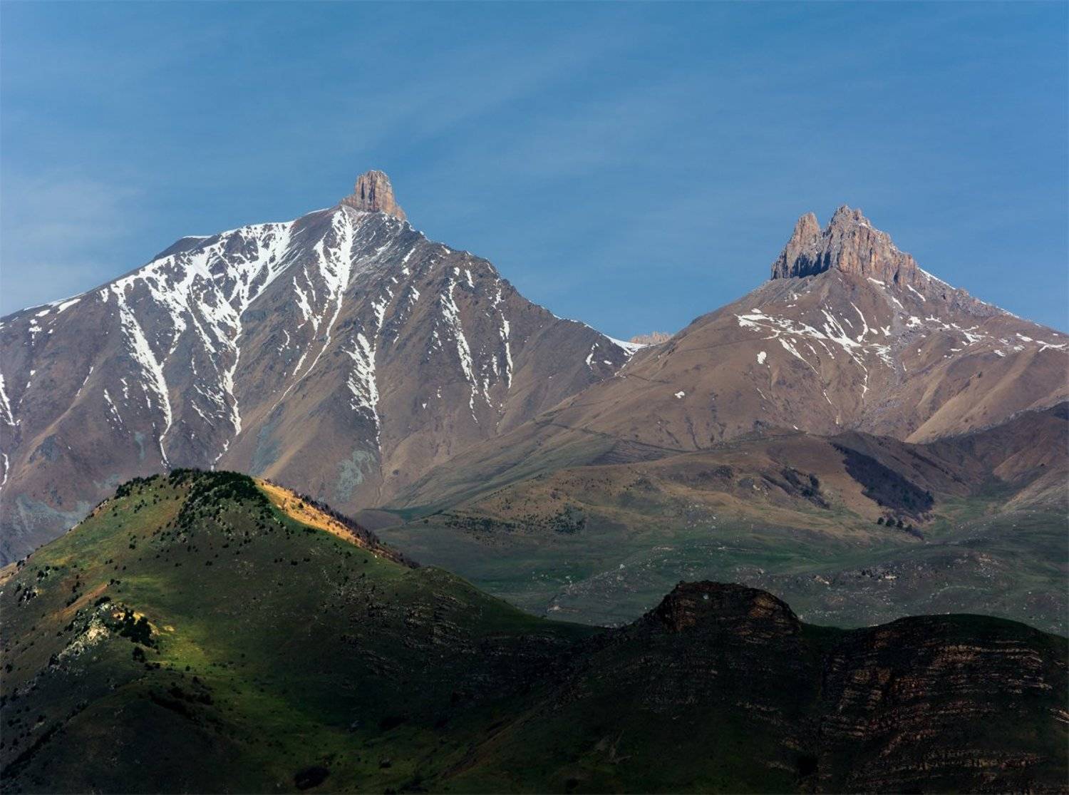 природа, пейзаж, горы, кавказ, природа россии, дикая природа, закат, свет, облака, вечер, весна,, Альберт Беляев