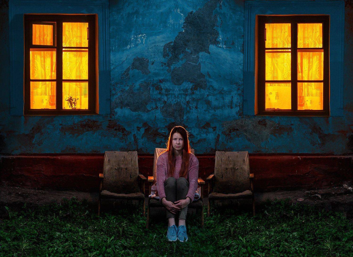 свет, вечер, цвет, закат, дом, стена,, Георгий Шпунтов