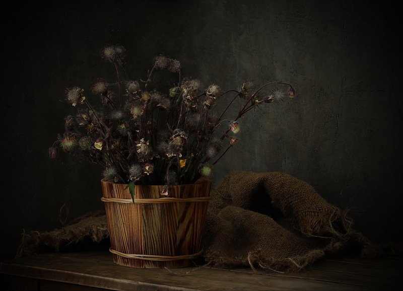 натюрморт, трава, мешковина *** фото превью