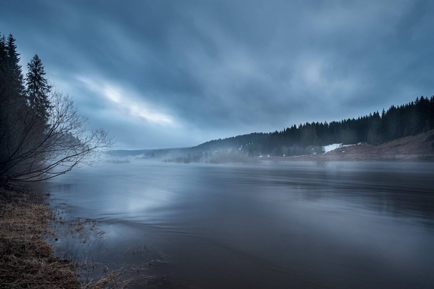 койва, реке, кусье-александровский, урал, пермский край, закат, сумерки, облака, небо, туман, лес, вода, лонгэкспо, Андрей Чиж