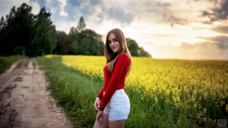 пленер, закат, поле Вика фото превью