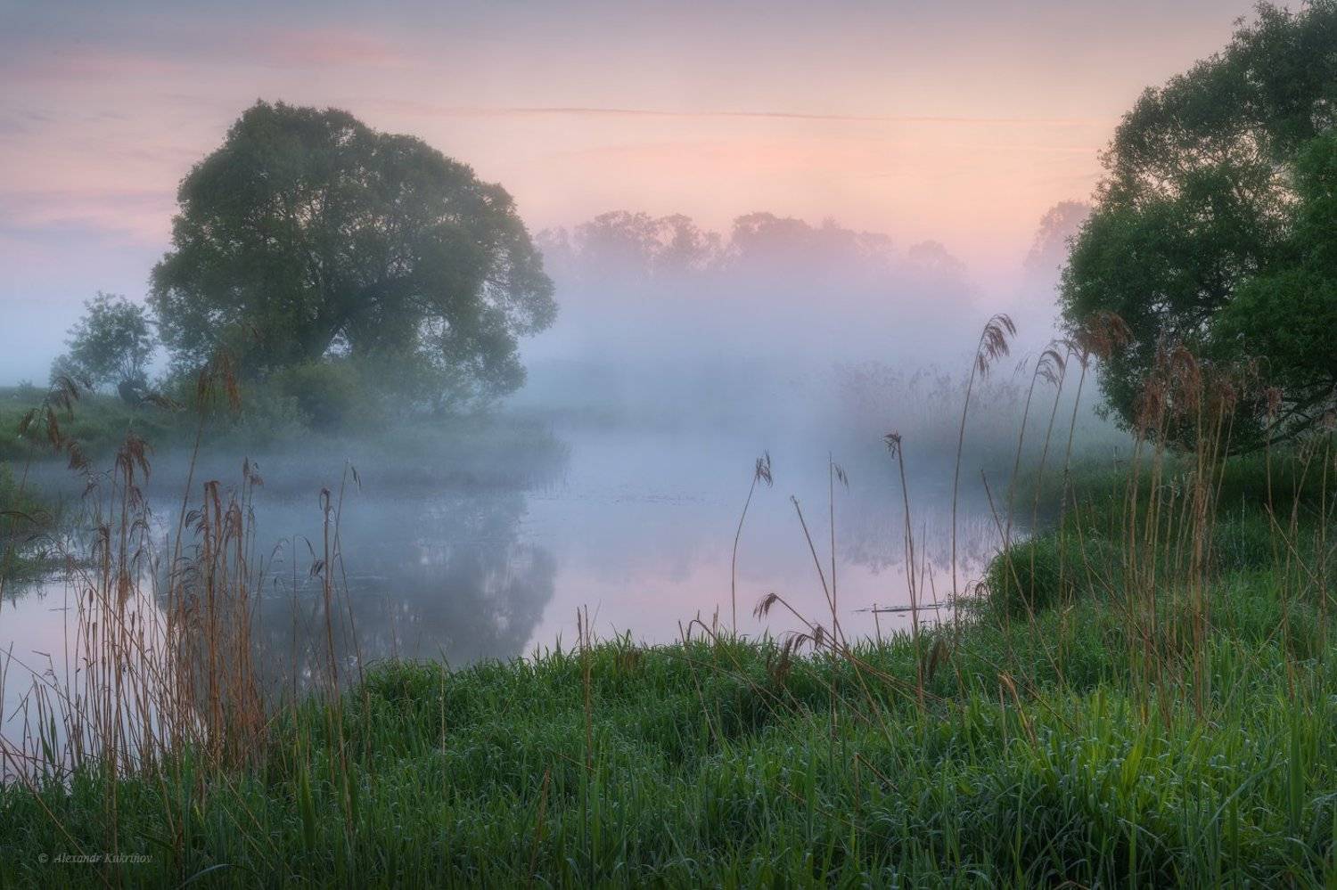 пейзаж, рассвет, весна,туман, Александр Кукринов