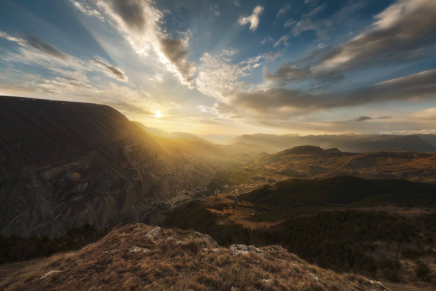 россия, дагестан, кавказ, горы, перевал, чечня, пейзаж, рассвет, весна, восход солнца, долина, природа, Оборотов Алексей