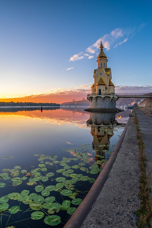 sunrise dawn landscape Рассвет над Днепром фото превью