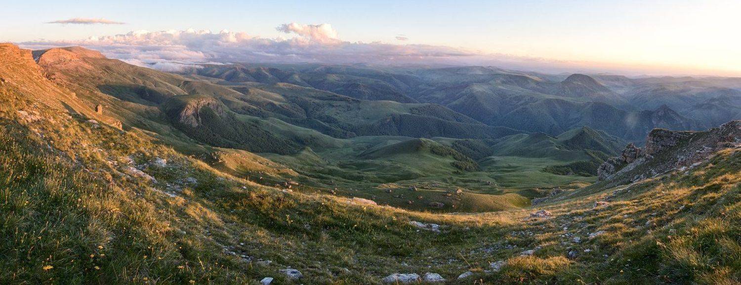 кавказ,горы,плато,закат., Анатолий Салтыков