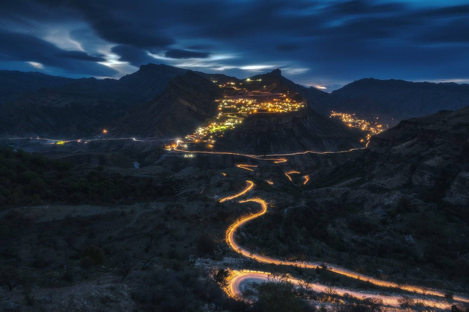 россия, дагестан, кавказ, горы, перевал, гуниб, пейзаж, сумерки, весна, ночь, долина, природа, плато, Оборотов Алексей