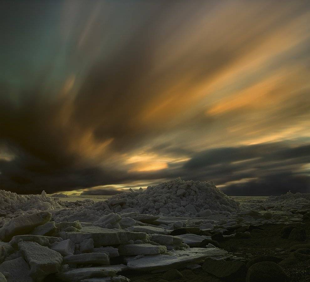 финский залив, торосы, финский, залив, длинная выдержка, вечер, закат, zapravka2