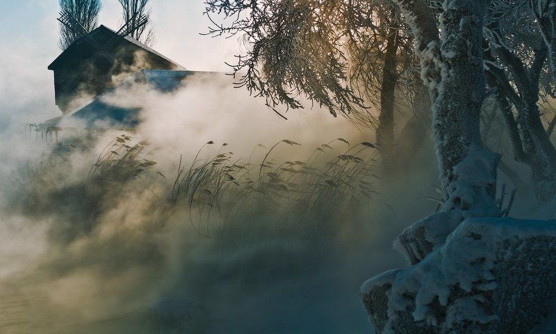 город, парк, зима река кубань ПАРКОВАЯ ЗАРИСОВКА фото превью