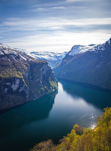 Geiranger fiord in sunny day
