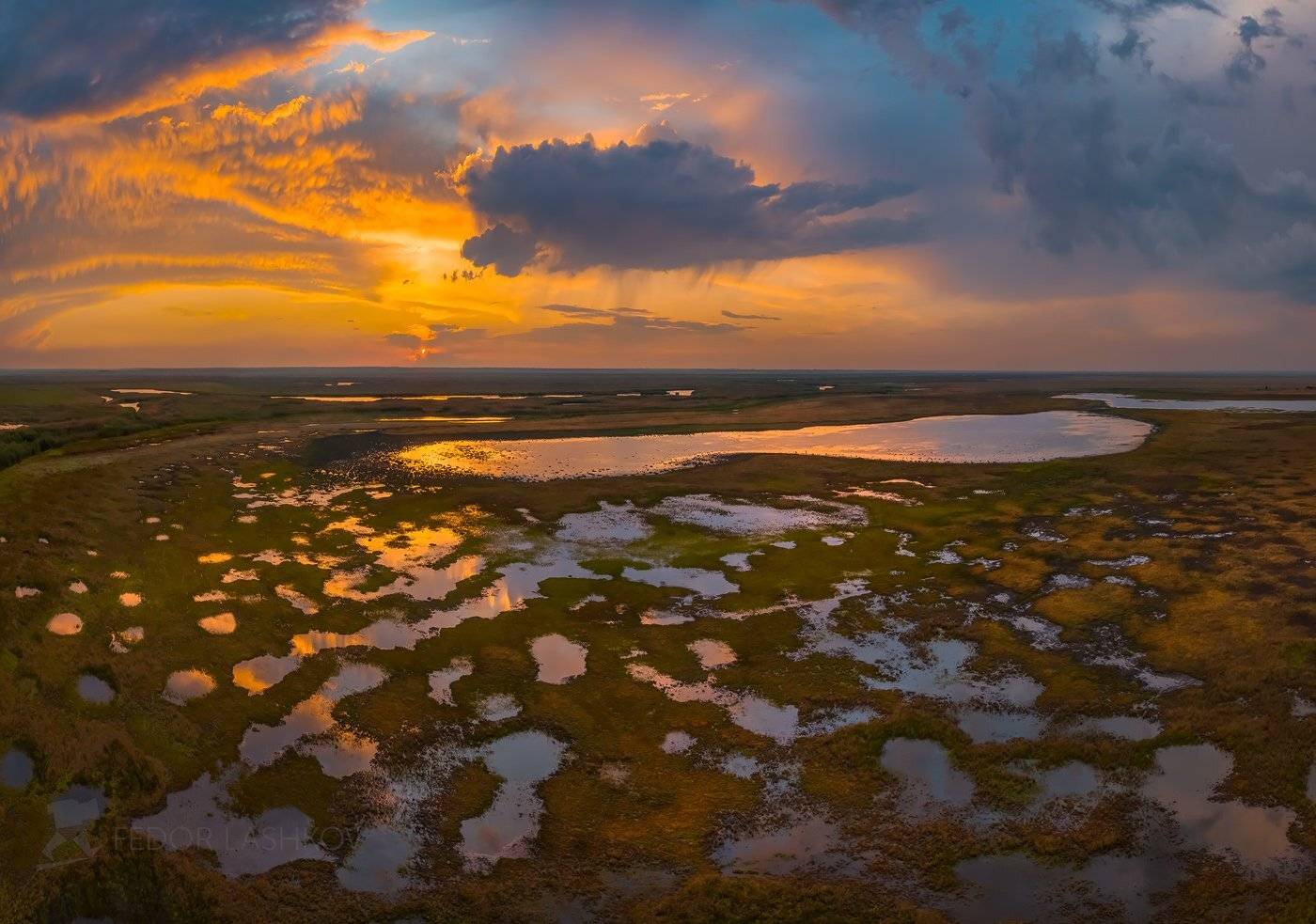 ставропольский край, путешествие, mavic, квадрокоптер, аэросъёмка, полёт, закат, озеро, болото, бурукшинский, заказник, тучи, облака, небо,, Лашков Фёдор